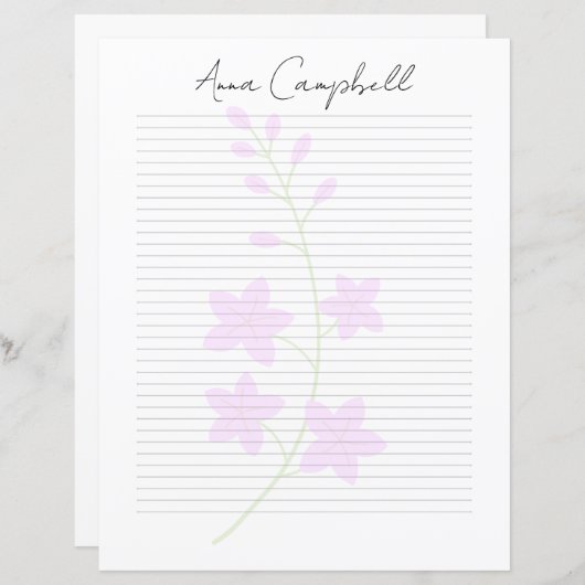 Monogram Chic Script Name Stationery Paper (正面/裏面)
