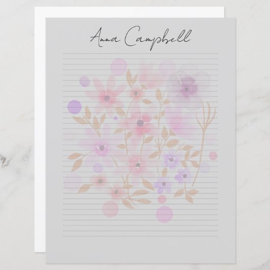 Monogram Chic Script Name Stationery Paper (正面/裏面)