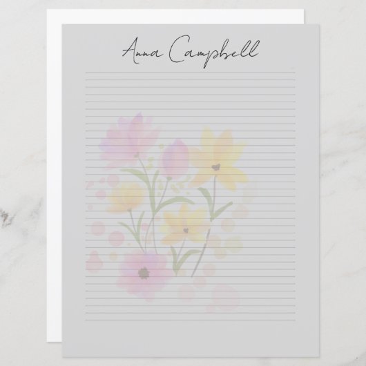 Monogram Chic Script Name Stationery Paper (正面/裏面)