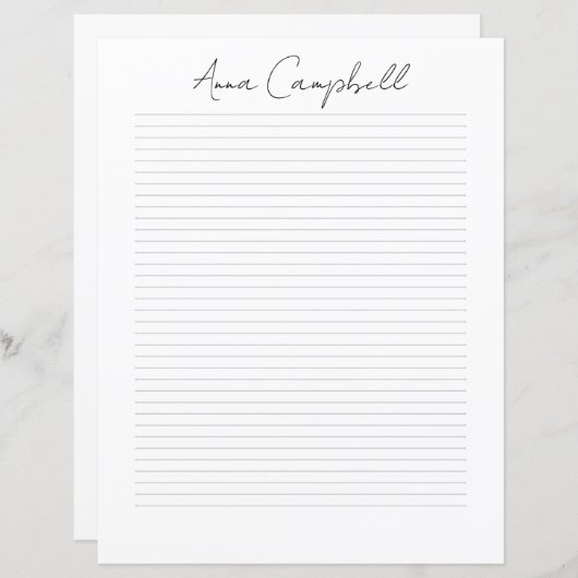 Monogram Chic Script Name Stationery Paper (正面/裏面)