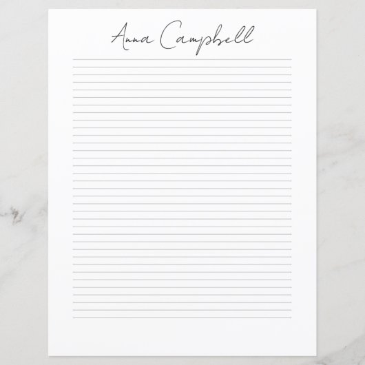 Monogram Chic Script Name Stationery Paper (正面)