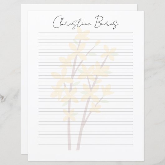 Monogram Chic Script Name Stationery Paper (正面/裏面)