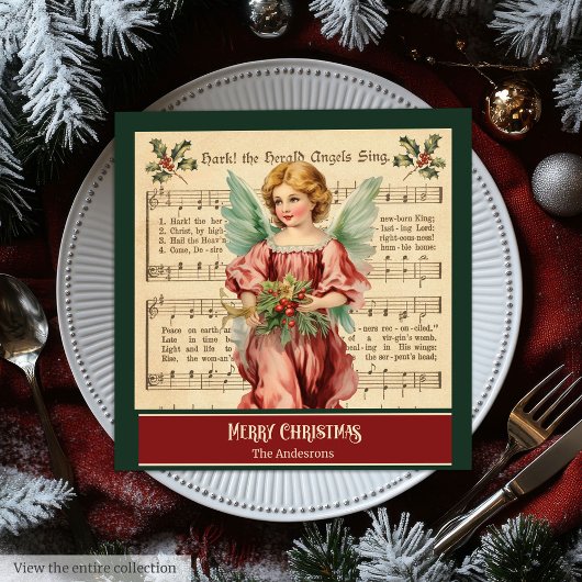 Monogram Christmas Napkins Elegant Angel Keepsake