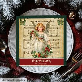 Monogram Christmas Napkins Elegant Angel Keepsake