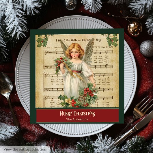 Monogram Christmas Napkins Elegant Angel Keepsake