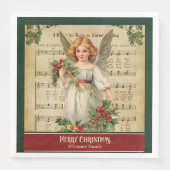 Monogram Christmas Napkins Elegant Angel Keepsake (正面)