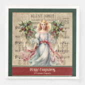 Monogram Christmas Napkins Retro Angel Celebration (正面)