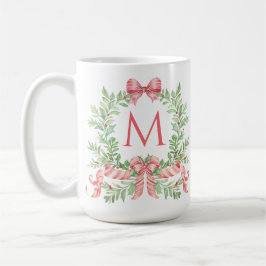 Monogram Christmas Wreath コーヒーマグカップ