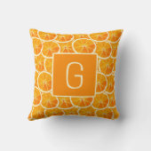 Monogram Citrus Orange Slice Throw Pillow クッション (裏面)