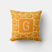 Monogram Citrus Orange Slice Throw Pillow クッション (正面)