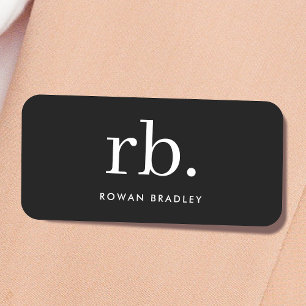 Monogram Classic Elegant Minimal Black and White 名札
