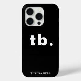 Monogram Classic Elegant Minimal Black and White iPhone 15 Proケース