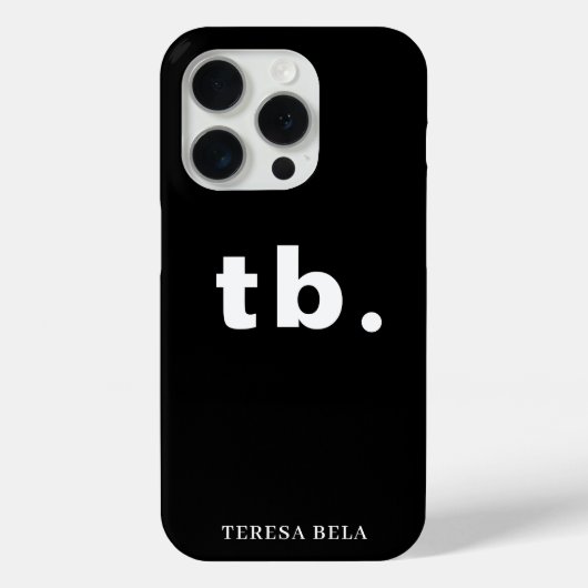 Monogram Classic Elegant Minimal Black and White Case-Mate iPhoneケース (裏面)