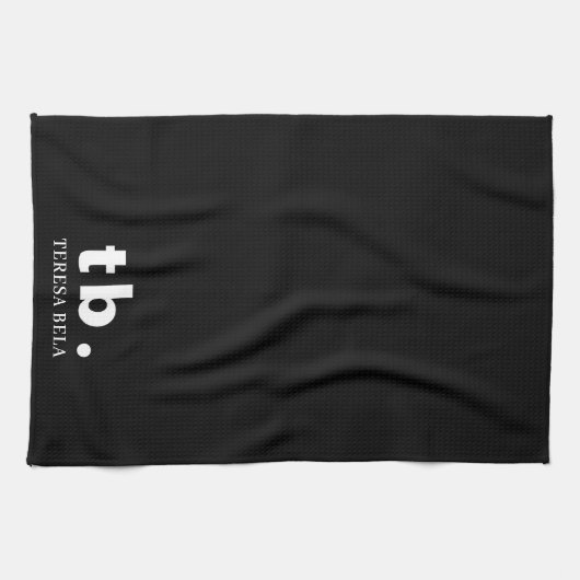 Monogram Classic Elegant Minimal Black & White キッチンタオル (横)