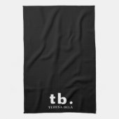 Monogram Classic Elegant Minimal Black & White キッチンタオル (縦)