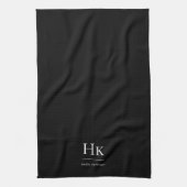 Monogram Classic Elegant Simple Minimal Black キッチンタオル (縦)