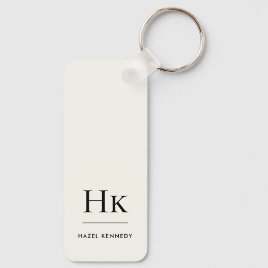 Monogram Classic Modern Minimalist Initials Ivory キーホルダー (裏面)