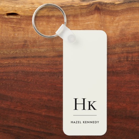 Monogram Classic Modern Minimalist Initials Ivory キーホルダー (正面)