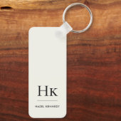 Monogram Classic Modern Minimalist Initials Ivory キーホルダー (裏面)