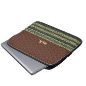 Monogram Classic Red Green Kikkou Pattern ラップトップスリーブ (正面下部)