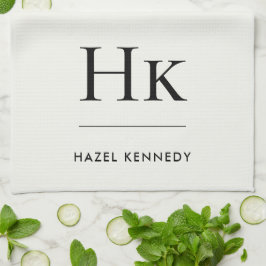 Monogram Classic Simple  Elegant Ivory White キッチンタオル