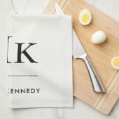 Monogram Classic Simple  Elegant Ivory White キッチンタオル (四つ折り)