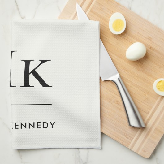 Monogram Classic Simple  Elegant Ivory White キッチンタオル (四つ折り)