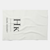 Monogram Classic Simple  Elegant Ivory White キッチンタオル (横)