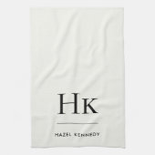 Monogram Classic Simple  Elegant Ivory White キッチンタオル (縦)