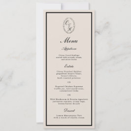 Monogram Classic Wedding Classic Long Menu Card 招待状