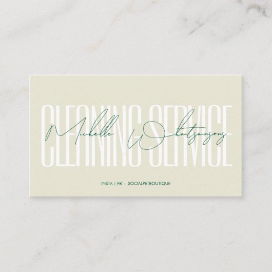 Monogram CLEANING SERVICE modern script 名刺 (正面)