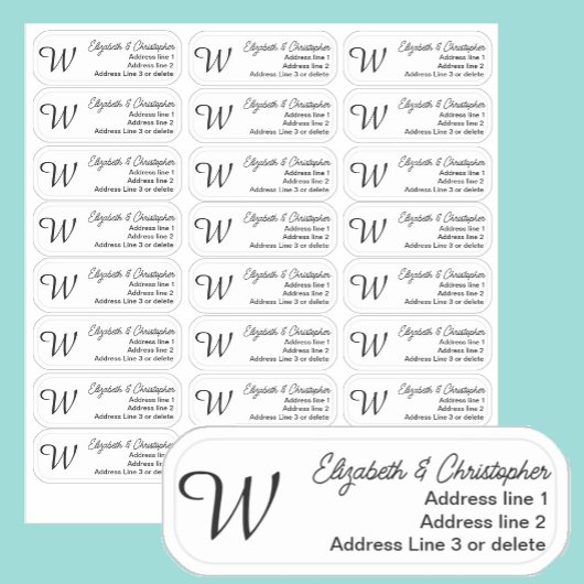 Monogram Clear Return Address Custom Transparent  シール