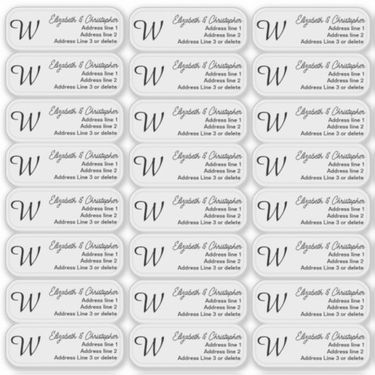 Monogram Clear Return Address Custom Transparent  シール (正面)