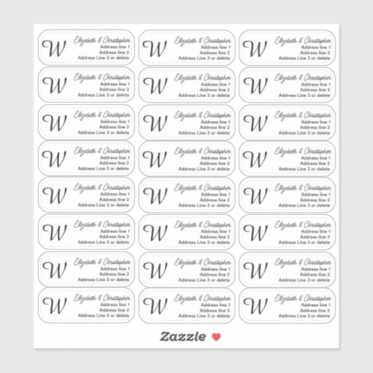 Monogram Clear Return Address Custom Transparent  シール (シート)