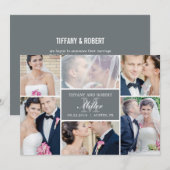 Monogram Collageの発結婚表-グレー 招待状 (正面/裏面)