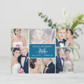 Monogram Collageの発結婚表-青 招待状 (スタンド正面)