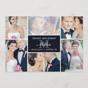 Monogram Collageの発結婚表-黒 招待状