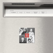 Monogram Collageフォトマグネパーソナライズされたット-赤 マグネット (インサイチュ (食洗機))