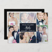 Monogram Collage結婚の発表 – 黒 案内ポストカード (正面/裏面)