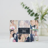 Monogram Collage結婚の発表 – 黒 案内ポストカード (スタンド正面)