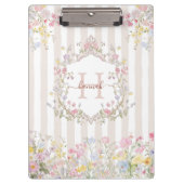 Monogram Colorful Floral Rococo Style Stripes クリップボード (正面)