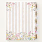 Monogram Colorful Floral Rococo Style Stripes ノートブック (裏面)