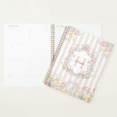Monogram Colorful Floral Rococo Style Stripes プランナー手帳 (ディスプレー)