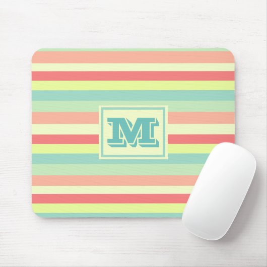 Monogram Colorful Summer Stripes マウスパッド (マウス)
