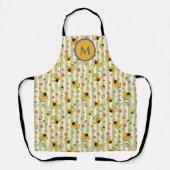 Monogram Coneflower Butterfly All-Over Print Apron エプロン (正面)