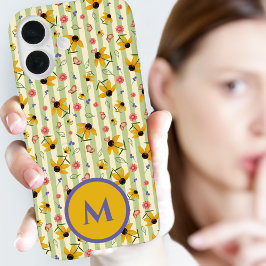 Monogram Coneflower Butterfly Floral Patterned iPhone 16ケース