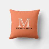 Monogram Coral Solid Color Background クッション (裏面)