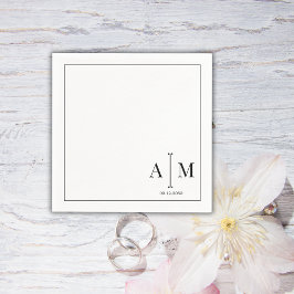  Monogram Couple Date Simple Border Wedding スタンダードカクテルナプキン