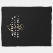 Monogram Couple Minimalist Black Gold White Chic フリースブランケット (正面(横))