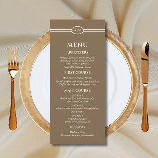 Monogram Cream Brown Christian Wedding Menu メニュー